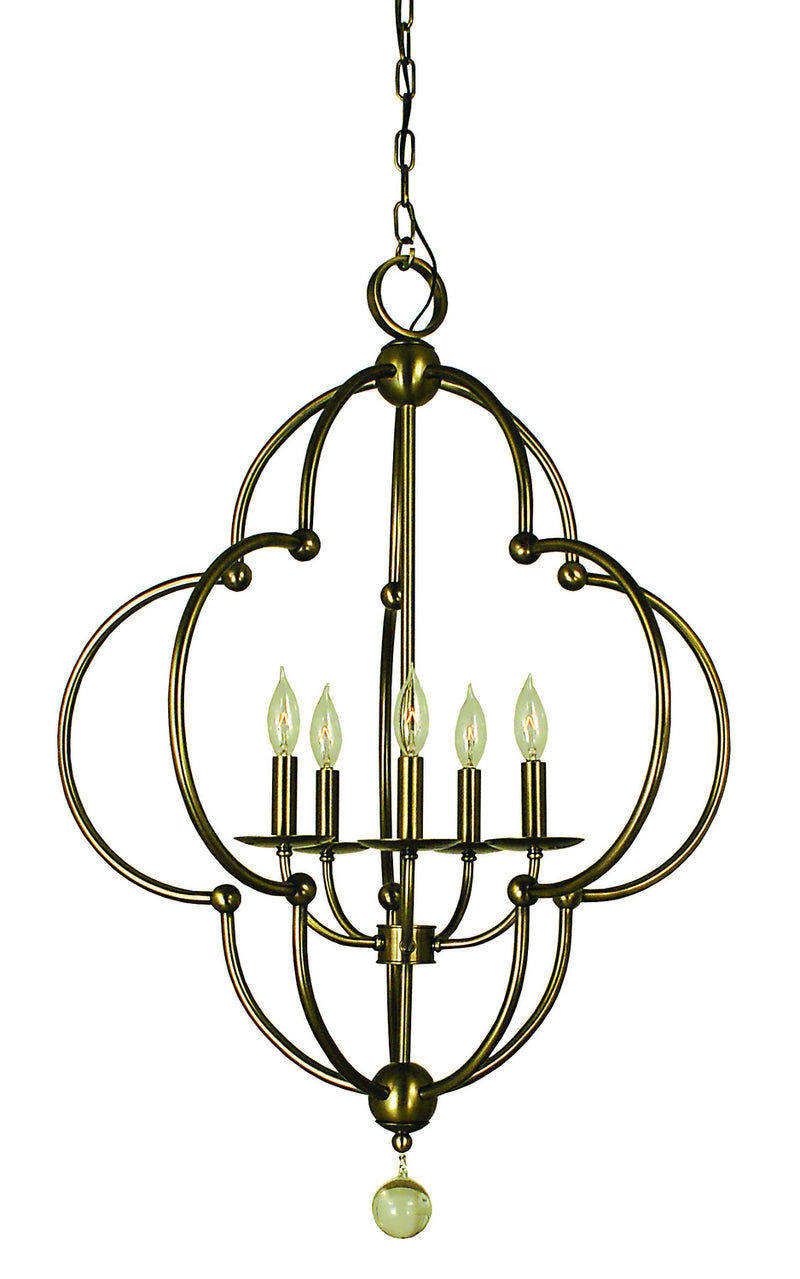 Framburg 1162 AB Five Light Chandelier, Antique Brass