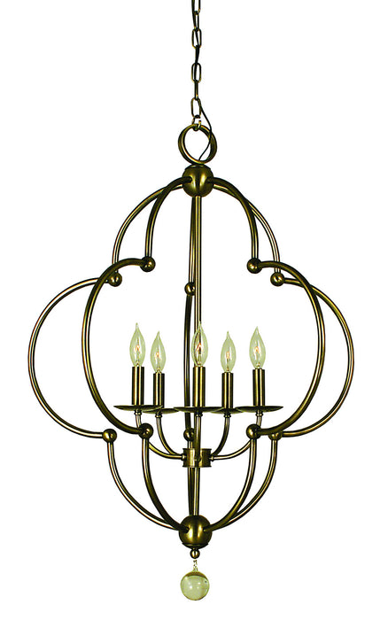 Framburg 1162 AB Five Light Chandelier, Antique Brass