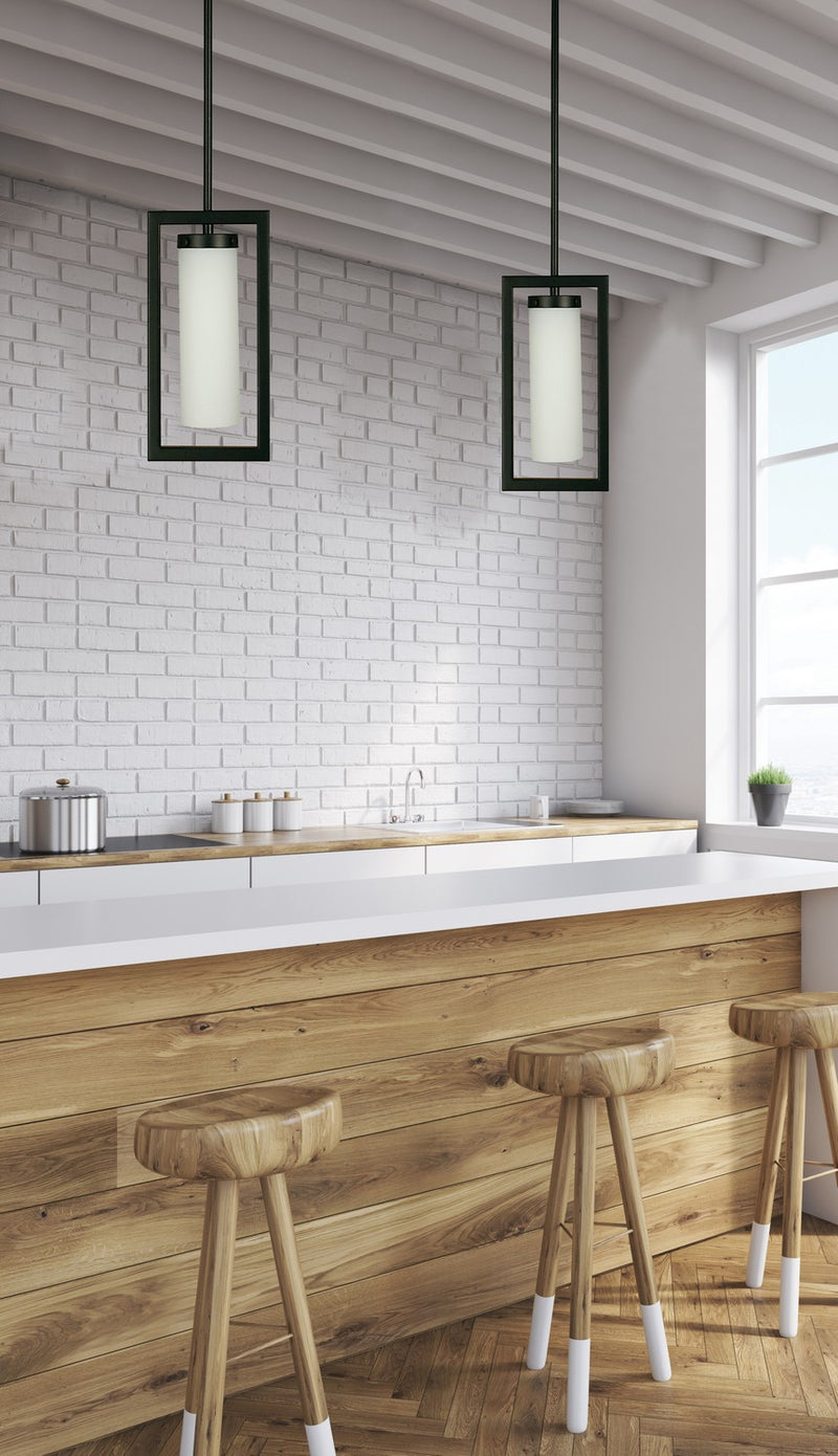 Framburg 1196 MBLACK One Light Pendant, Matte Black