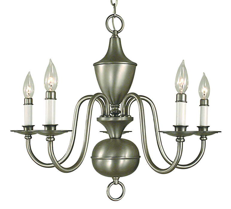 Framburg 2525 SP Five Light Chandelier, Satin Pewter