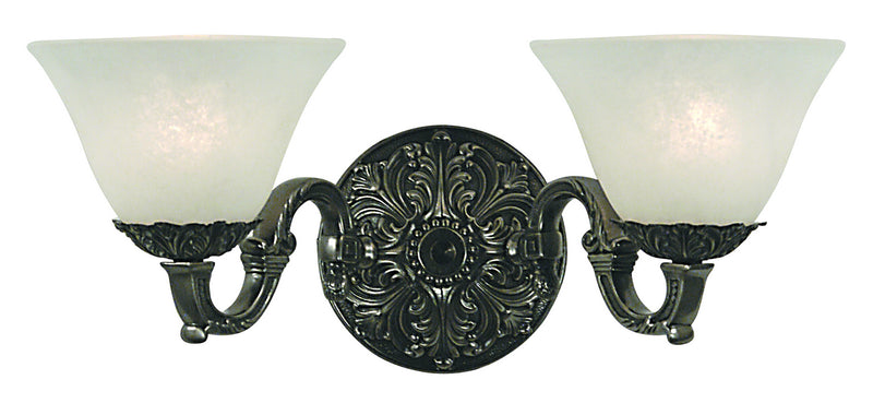 Framburg 7882 AS/WH Two Light Wall Sconce, Antique Silver w/White Marble Glass Shade