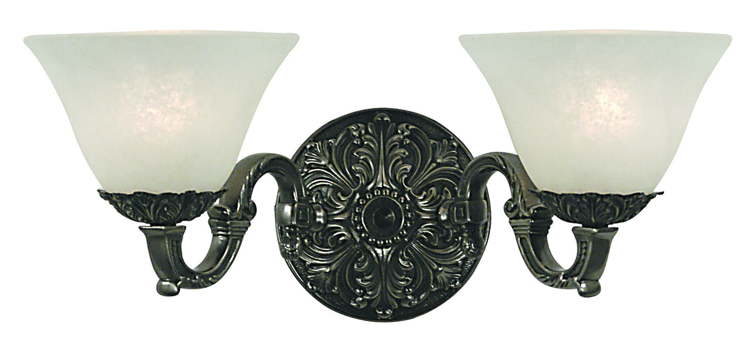 Framburg 7882 AS/WH Two Light Wall Sconce, Antique Silver w/White Marble Glass Shade