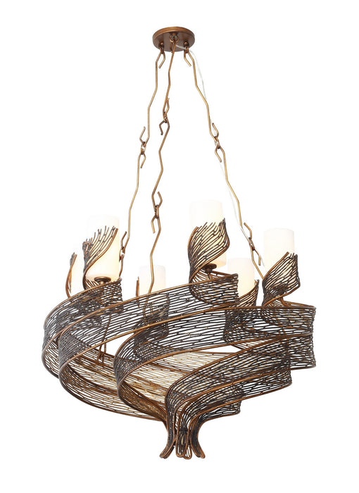 Varaluz 240C06HO Six Light Chandelier, Hammered Ore