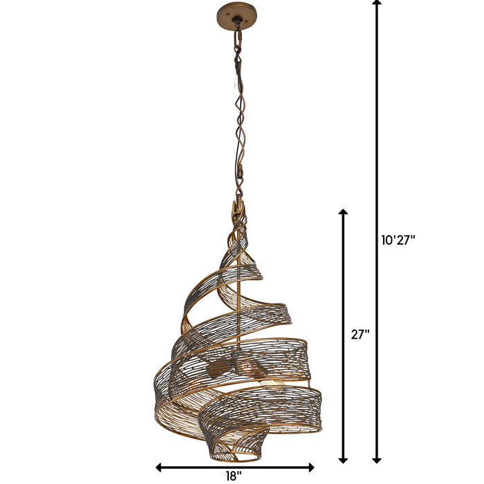 Varaluz 240P03HO Three Light Pendant, Hammered Ore