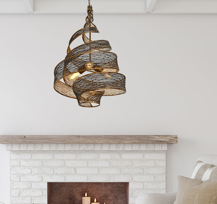 Varaluz 240P03HO Three Light Pendant, Hammered Ore
