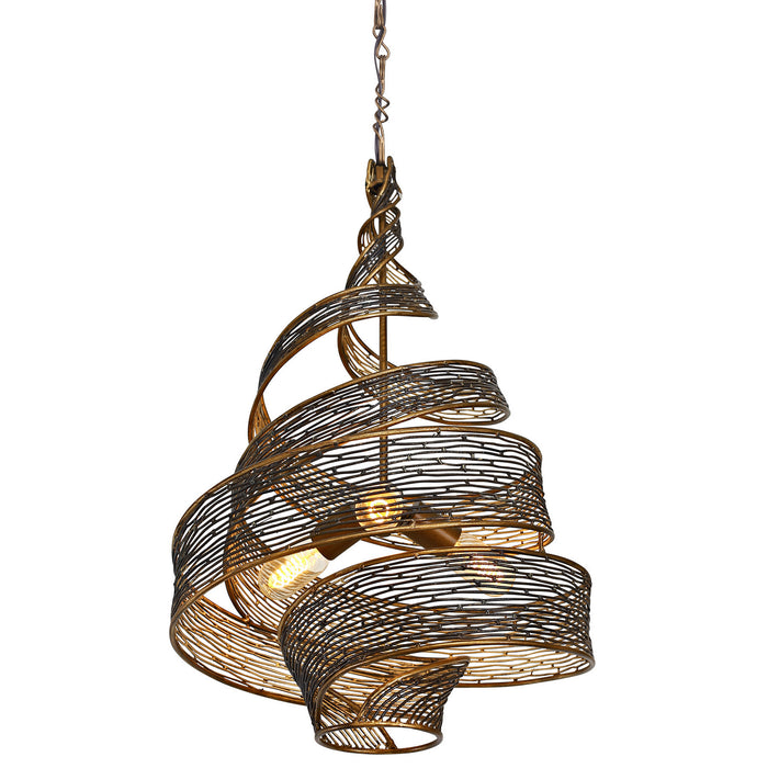 Varaluz 240P03HO Three Light Pendant, Hammered Ore