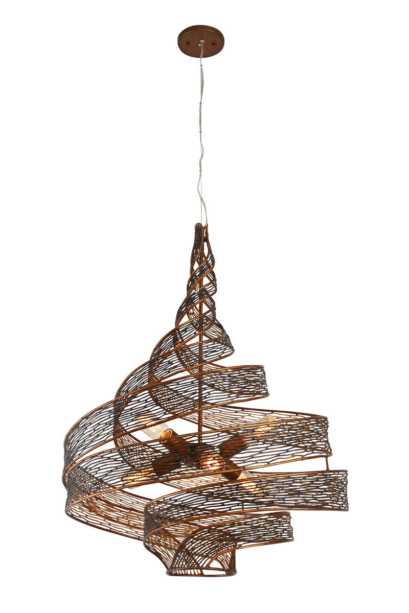 Varaluz 240P06HO Six Light Pendant, Hammered Ore