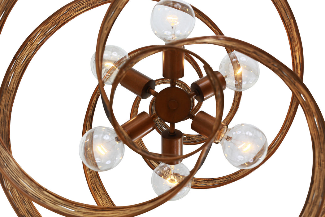 Varaluz 240P06HO Six Light Pendant, Hammered Ore