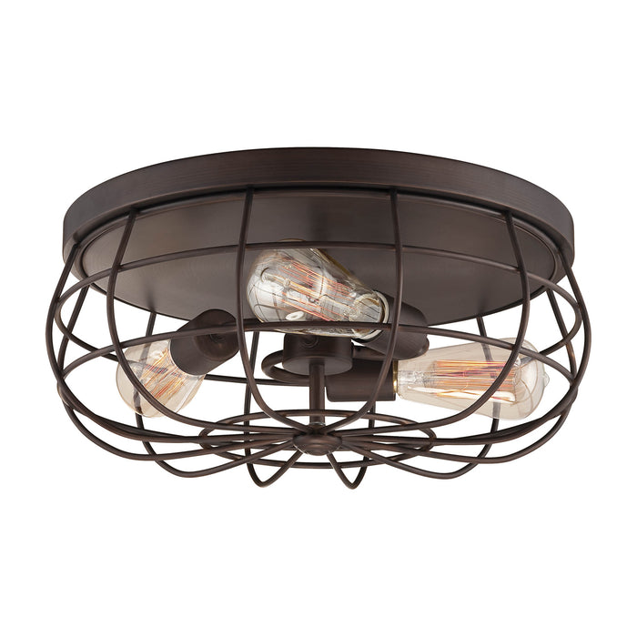Millennium 5323-RBZ Three Light Flushmount, Rubbed Bronze