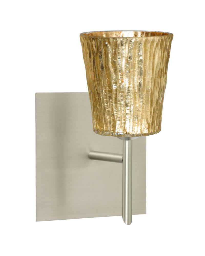 Besa 1SW-5125GF-SN-SQ One Light Wall Sconce, Satin Nickel