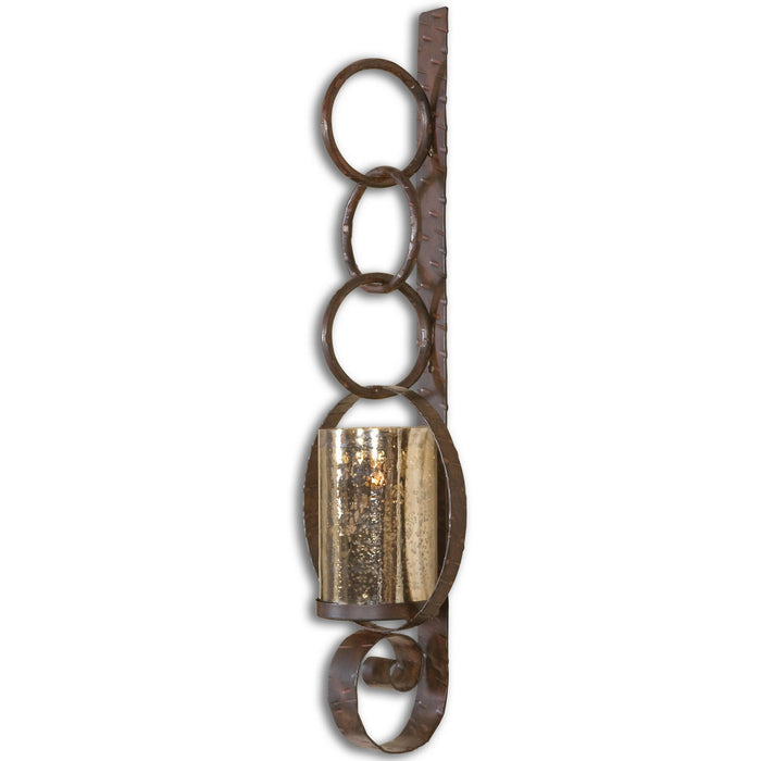 Uttermost 19850 Wall Sconce, Rust Brown w/Burnished Edges