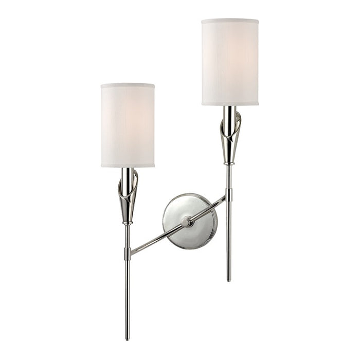 Hudson Valley 1312L-PN Two Light Wall Sconce, Polished Nickel