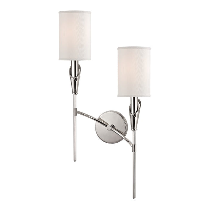 Hudson Valley 1312R-PN Two Light Wall Sconce, Polished Nickel
