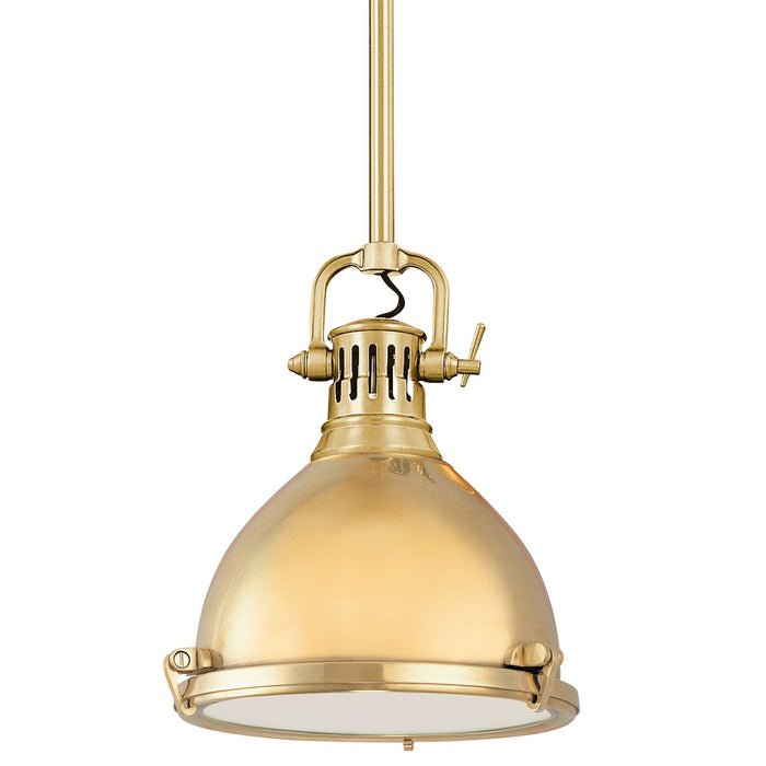 Hudson Valley 2211-AGB One Light Pendant, Aged Brass