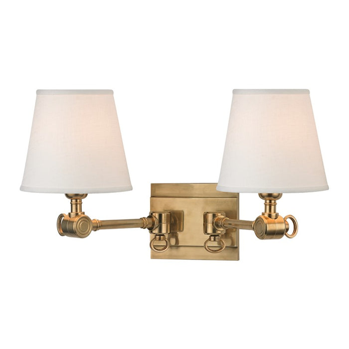 Hudson Valley 6232-AGB Two Light Wall Sconce, Aged Brass