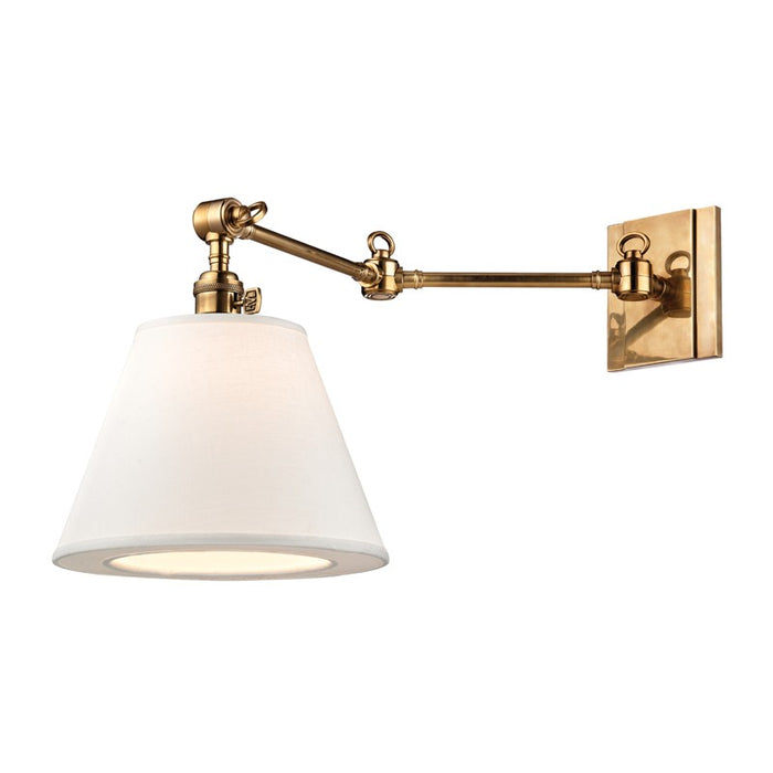 Hudson Valley 6233-AGB One Light Swing Arm Wall Sconce, Aged Brass