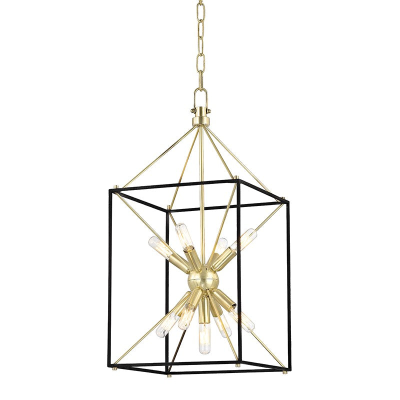 Hudson Valley 8912-AGB Nine Light Lantern, Aged Brass/Black