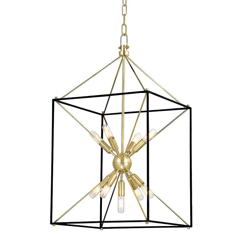 Hudson Valley 8916-AGB Nine Light Lantern, Aged Brass/Black