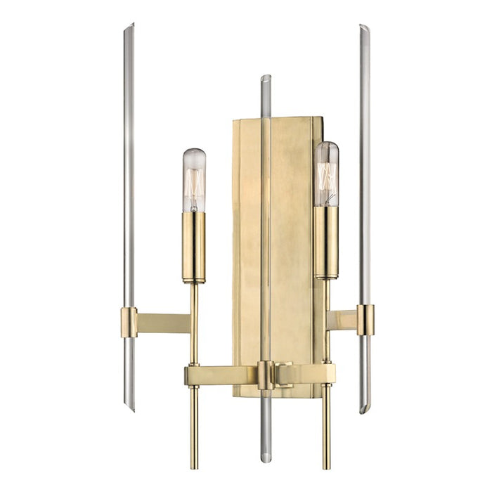 Hudson Valley 9902-AGB Two Light Wall Sconce, Aged Brass