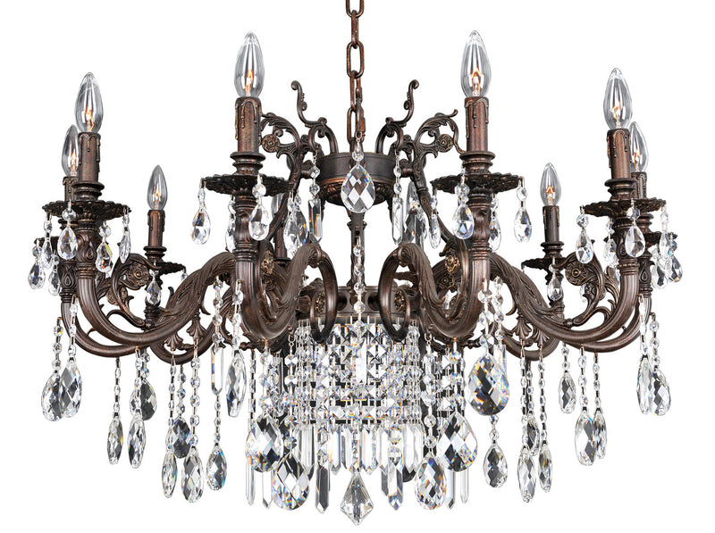 Allegri 025650-013-FR001 Ten Light Chandelier, Sienna Bronze W-Antique Silver Leaf accents.