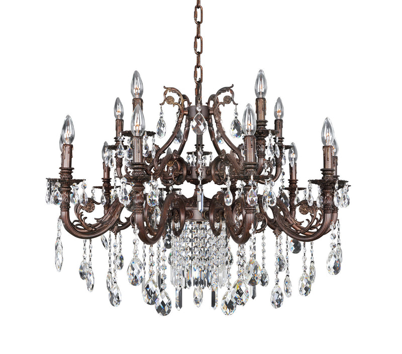 Allegri 025651-013-FR001 15 Light Chandelier, Sienna Bronze W-Antique Silver Leaf accents.