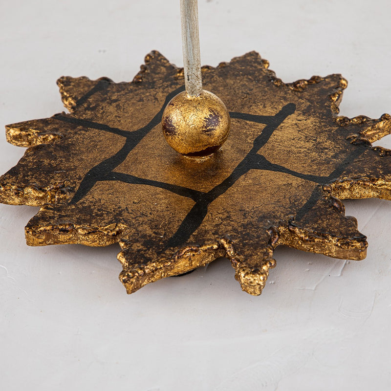 Lucas + McKearn CS1060L Candlestick Holder, Gold Leaf W/Cut-Glass Crystals