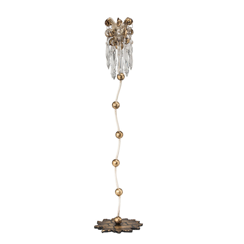 Lucas + McKearn CS1060L Candlestick Holder, Gold Leaf W/Cut-Glass Crystals