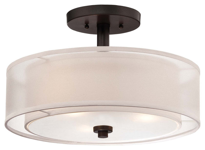 Minka-Lavery 4107-172 Three Light Semi Flush Mount, Smoked Iron