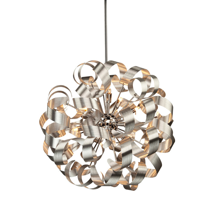 Artcraft AC601 12 Light Pendant, Brushed Nickel