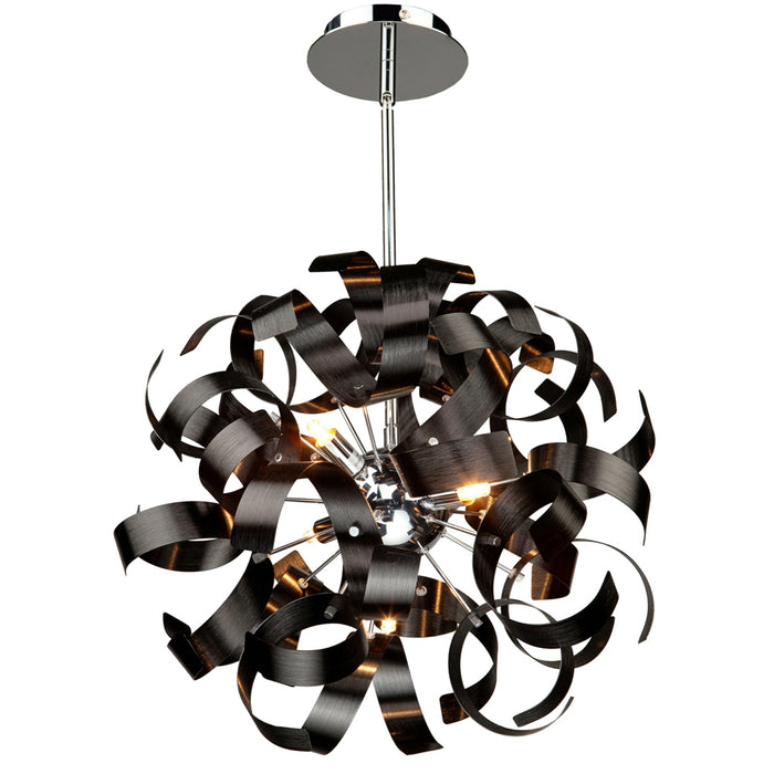 Artcraft AC600BK Five Light Pendant, Metallic Black