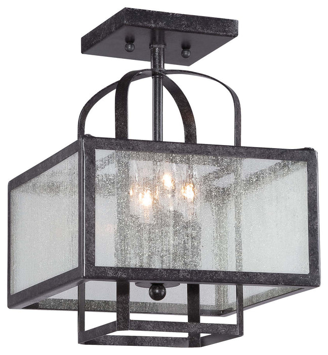 Minka-Lavery 4876-283 Four Light Semi Flush Mount, Aged Charcoal