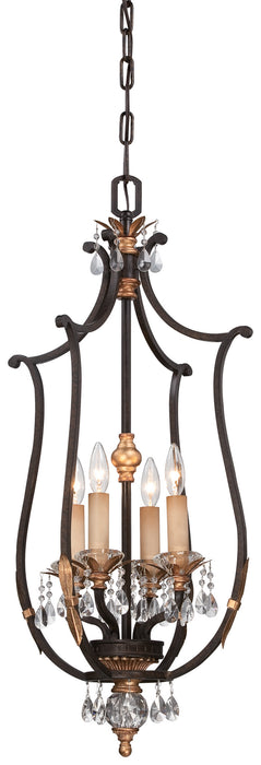 Metropolitan N6644-258B Four Light Pendant, French Bronze W/ Gold Highlights