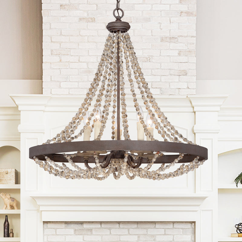 Savoy House 7-7406-5-39 Five Light Pendant, Fossil Stone