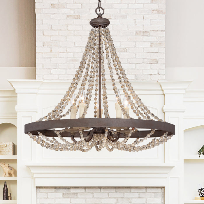 Savoy House 7-7406-5-39 Five Light Pendant, Fossil Stone