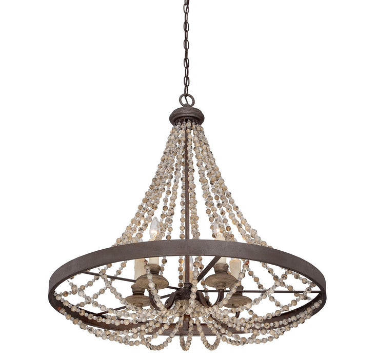 Savoy House 7-7406-5-39 Five Light Pendant, Fossil Stone