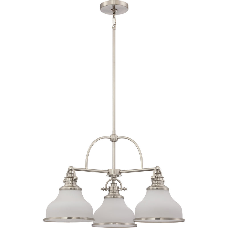 Quoizel GRT5103BN Three Light Chandelier, Brushed Nickel
