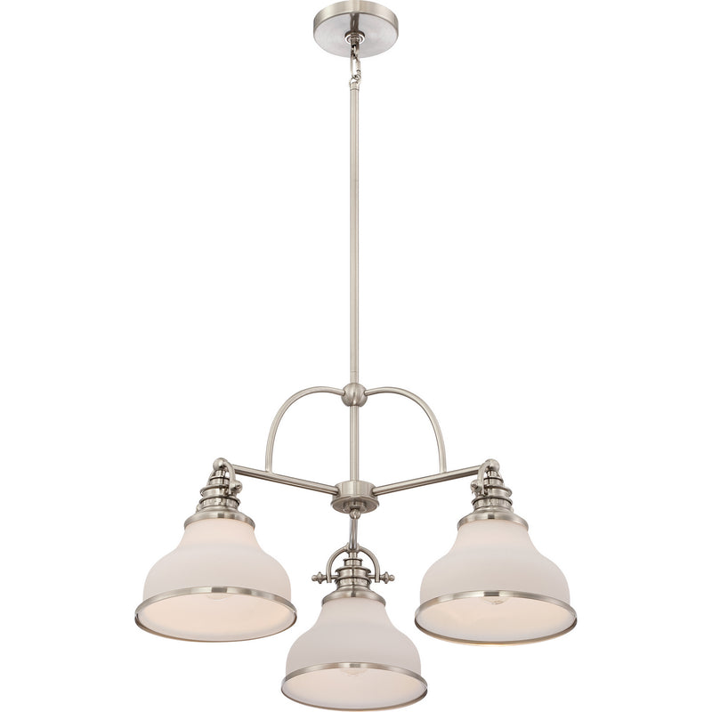 Quoizel GRT5103BN Three Light Chandelier, Brushed Nickel