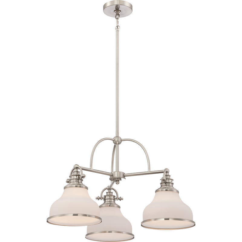 Quoizel GRT5103BN Three Light Chandelier, Brushed Nickel