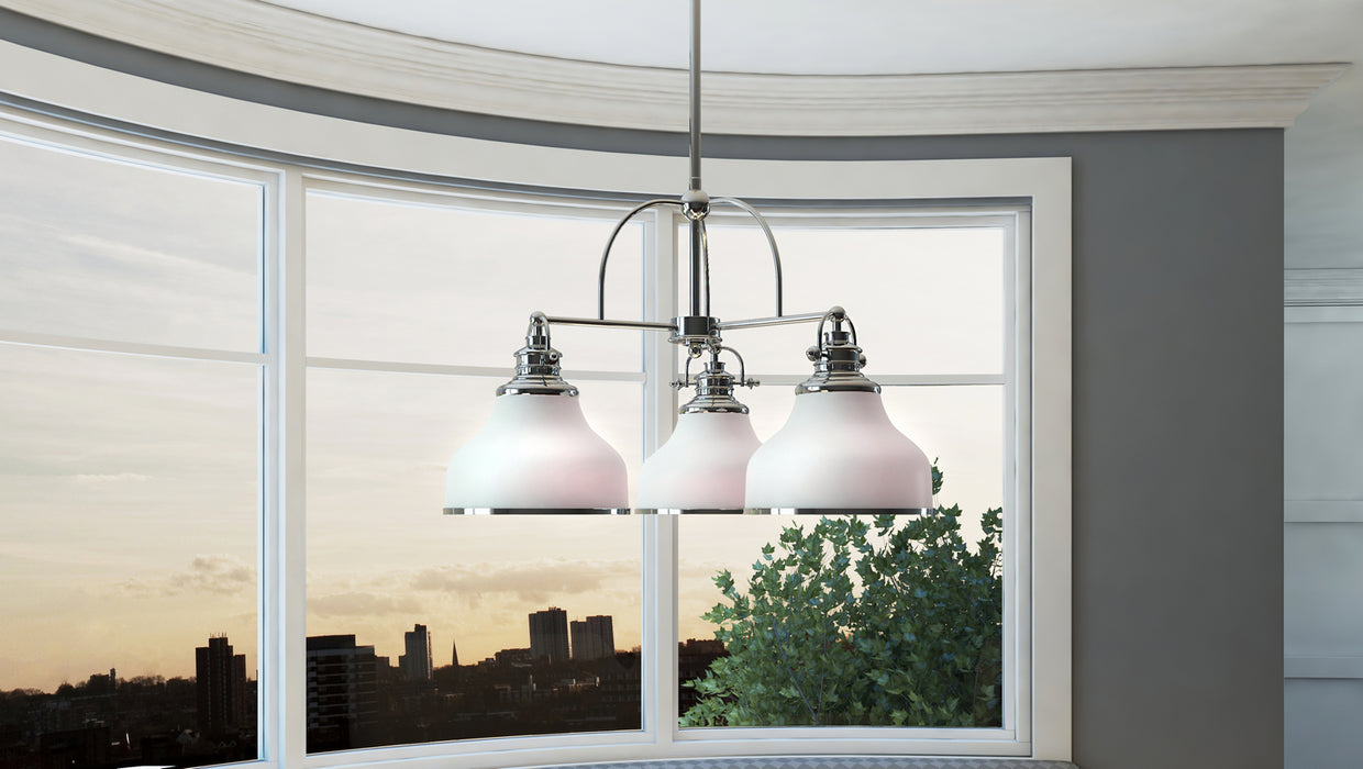 Quoizel GRT5103BN Three Light Chandelier, Brushed Nickel