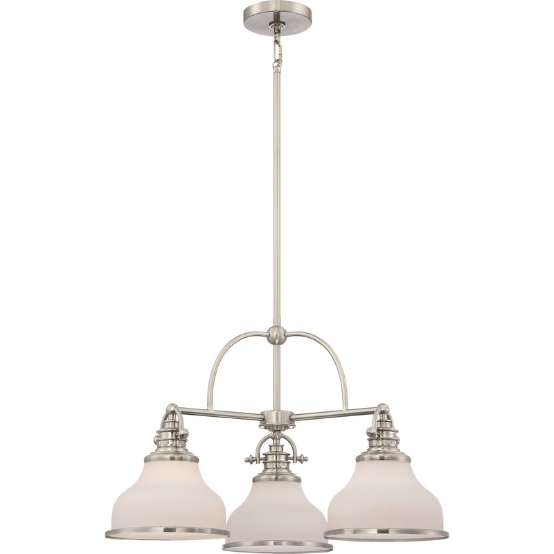 Quoizel GRT5103BN Three Light Chandelier, Brushed Nickel