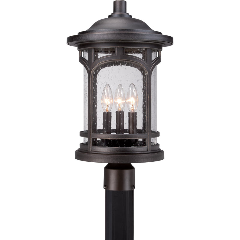 Quoizel MBH9011PN Three Light Outdoor Post Lantern, Palladian Bronze