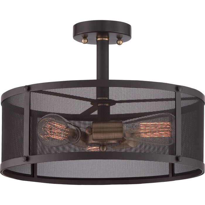 Quoizel UST1716WT Three Light Semi-Flush Mount, Western Bronze