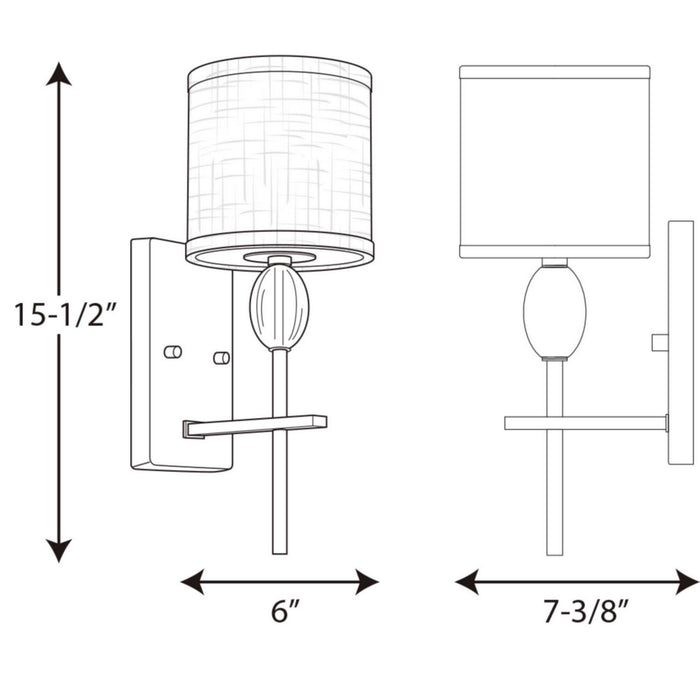 Progress Lighting P2060-15 One Light Bath Bracket, Polished Chrome