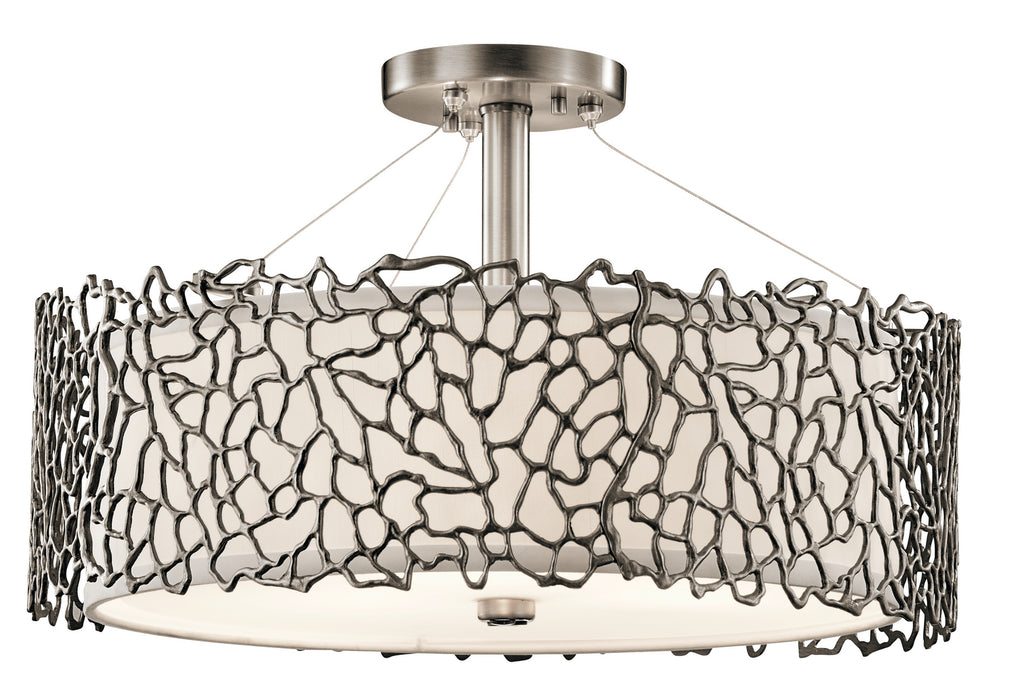 Kichler 43346CLP Three Light Pendant/Semi Flush, Classic Pewter