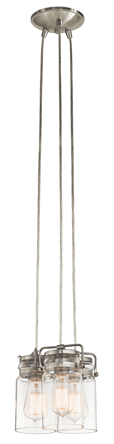 Kichler 42869NI Three Light Pendant, Brushed Nickel