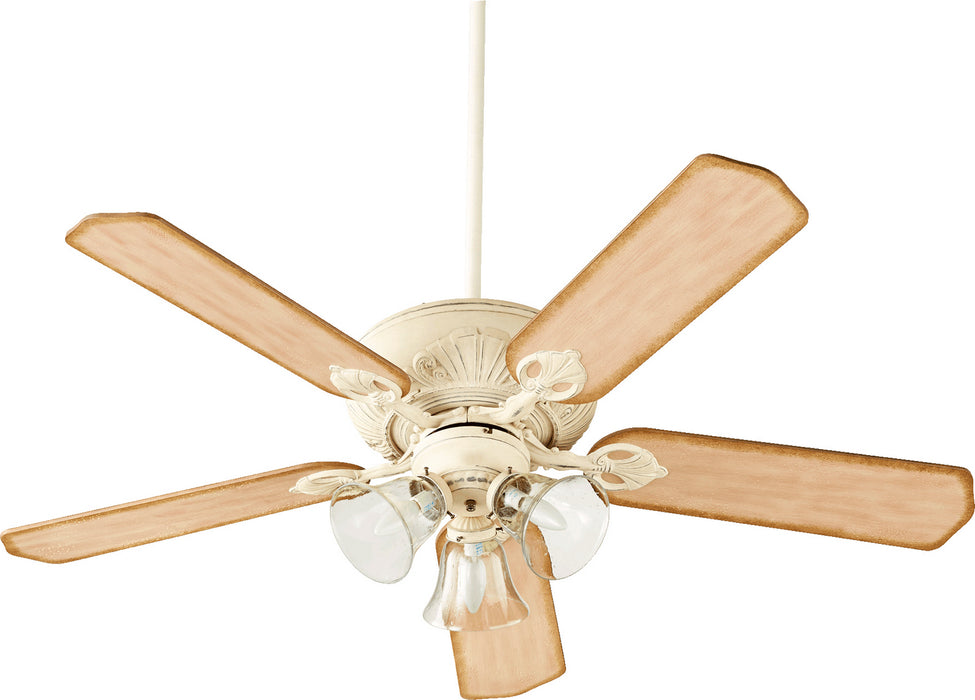 Quorum 78525-1970 52" Ceiling Fan, Persian White w/ Clear/Seeded
