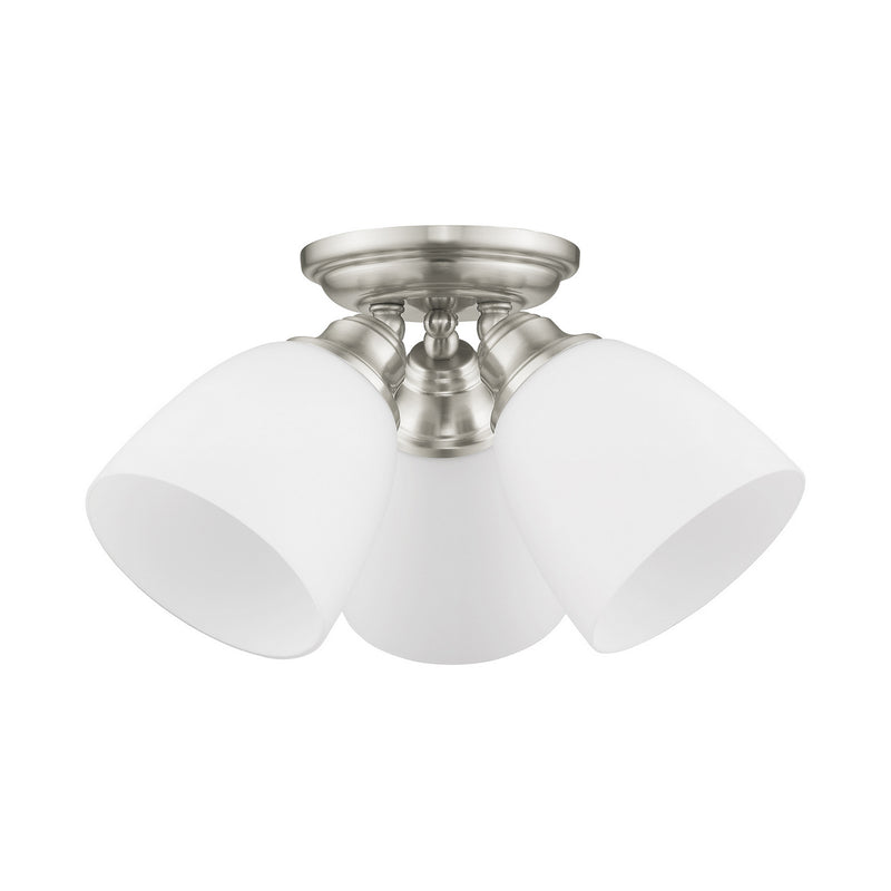 Livex Lighting 13664-91 Three Light Ceiling Mount, Brushed Nickel