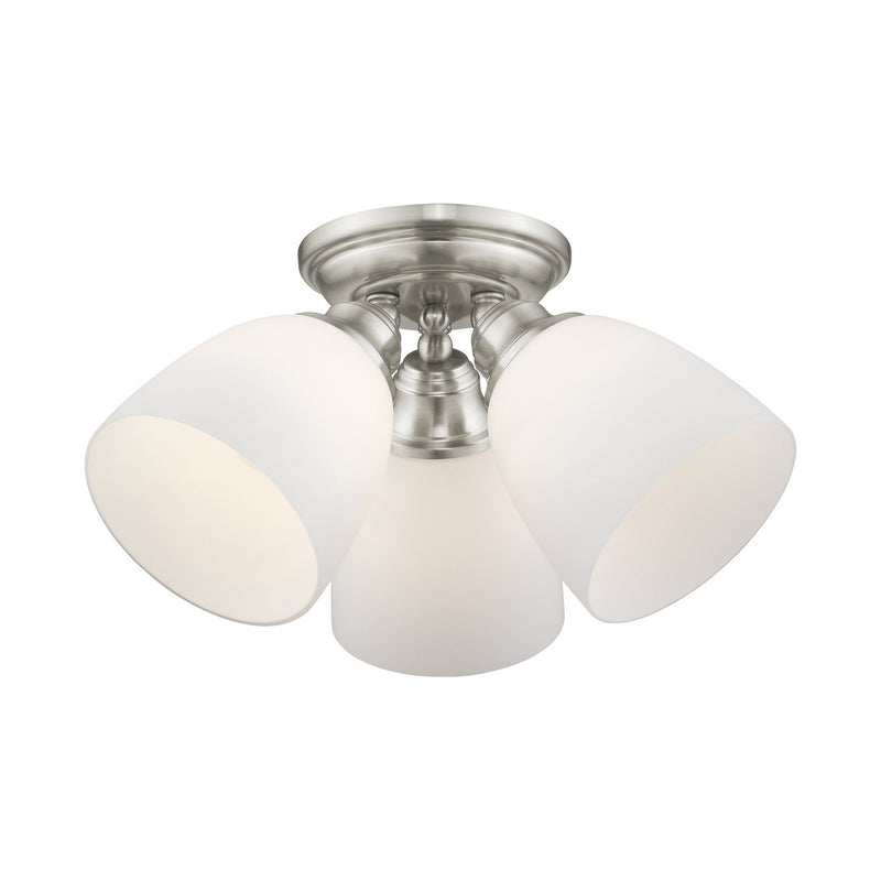 Livex Lighting 13664-91 Three Light Ceiling Mount, Brushed Nickel