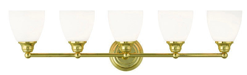 Livex Lighting 13665-02 Five Light Bath Vanity, Polished Brass