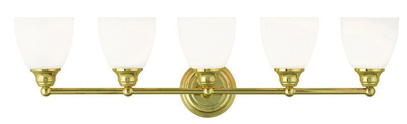 Livex Lighting 13665-02 Five Light Bath Vanity, Polished Brass